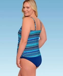 Buy 🎁 Women's Slimming Control Straight Neck Tankini Top - Dreamsuit by Miracle Brands Blue 😍 -Swimsuits Official Site unnamed file 9910