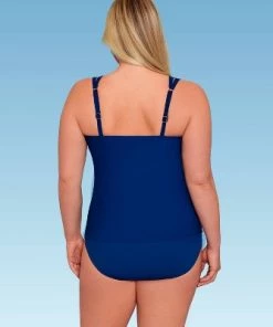 Best Pirce 🎁 Women's Slimming Control Shirred Front Double Strap Tankini Top - Dreamsuit by Miracle Brands Navy ✨ -Swimsuits Official Site unnamed file 9924