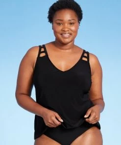 Buy ❤️ Women's Cut Out Strap Tankini Top - Aqua Green® Black 🔥 -Swimsuits Official Site unnamed file 9936