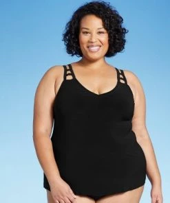 Buy ❤️ Women's Cut Out Strap Tankini Top - Aqua Green® Black 🔥 -Swimsuits Official Site unnamed file 9947