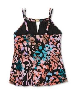 Coupon 🧨 Women's High Neck Keyhole Tankini Top - Aqua Green® Multi 🎁 -Swimsuits Official Site unnamed file 9961