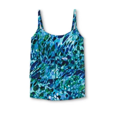 Promo 🔥 Women's Angled Tiered Tankini Top - Aqua Green® Blue 🛒 6 Promo 🔥 Women's Angled Tiered Tankini Top - Aqua Green® Blue 🛒 - Image 4
