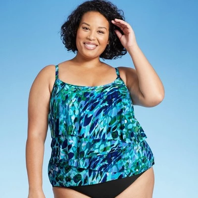 Promo 🔥 Women's Angled Tiered Tankini Top - Aqua Green® Blue 🛒 13 Promo 🔥 Women's Angled Tiered Tankini Top - Aqua Green® Blue 🛒 - Image 11