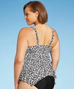 Deals ✨ Women's Plus Size Square Neck Sharkbite Tankini Top - Kona Sol™ Multi 👍